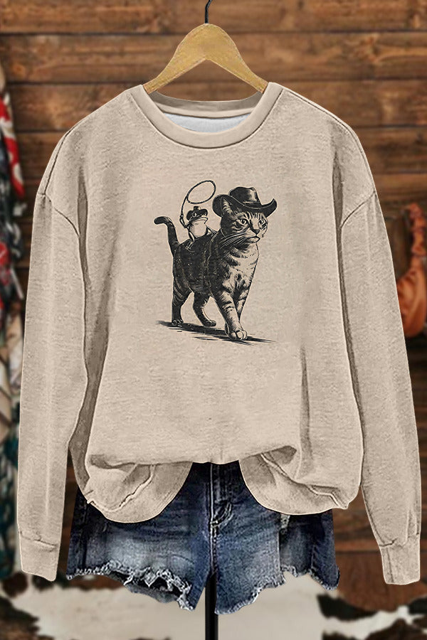 Retro Cowboy Cat Sweatshirt