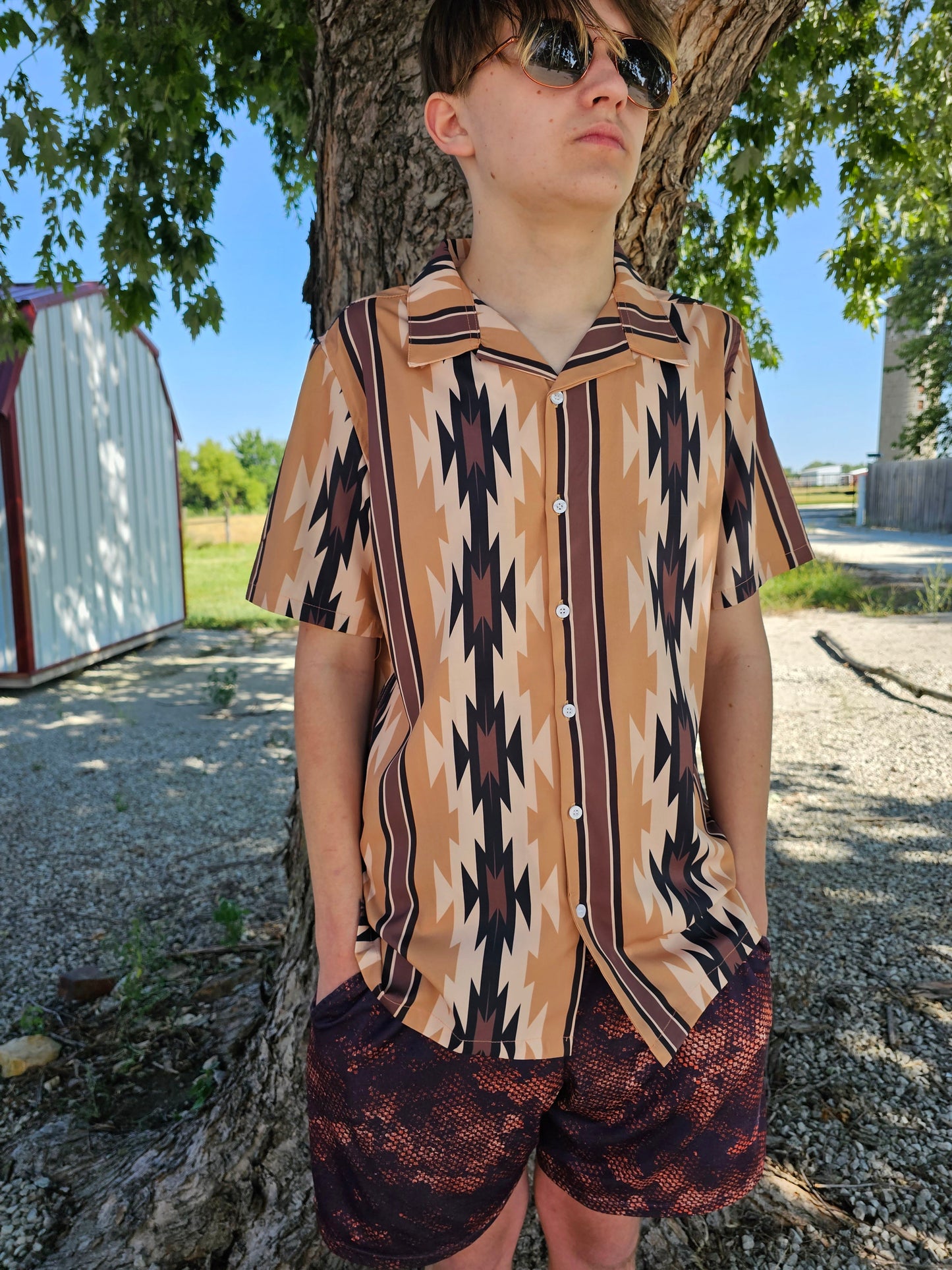 Earth Aztec Men's Western Camp Shirt