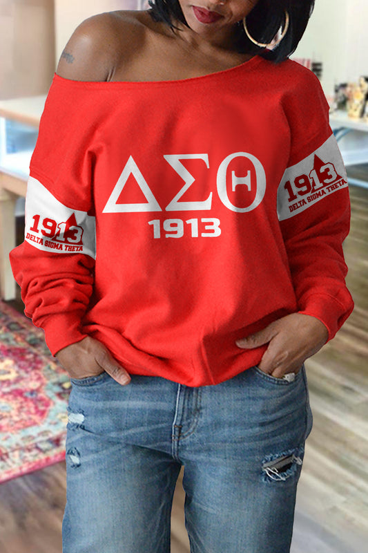 Delta Sigma Theta Sorority Print Drop Shoulder Sweatshirt