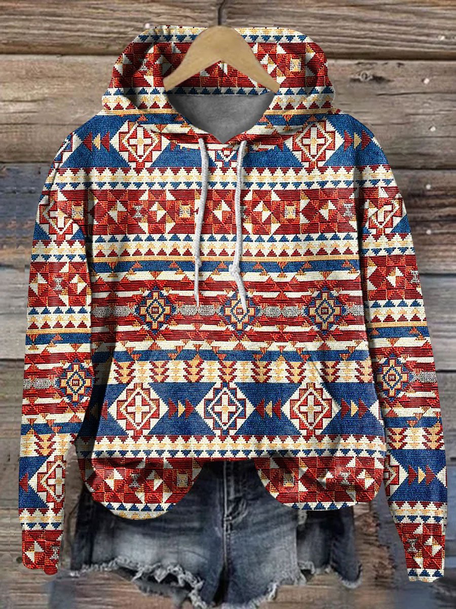 Aztec Art Print Casual Hoodie Sweatshirt