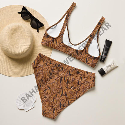 Yeehaw Tooled Leather Print Bikini