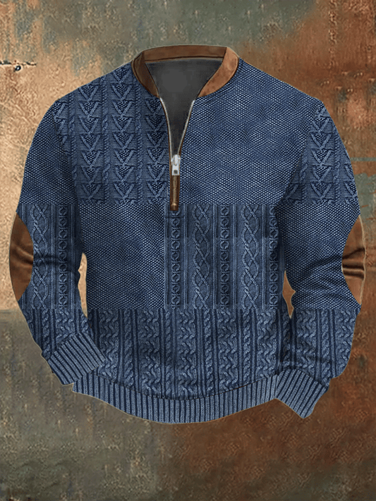 Men's Vintage Knitted Printed Sweatshirt