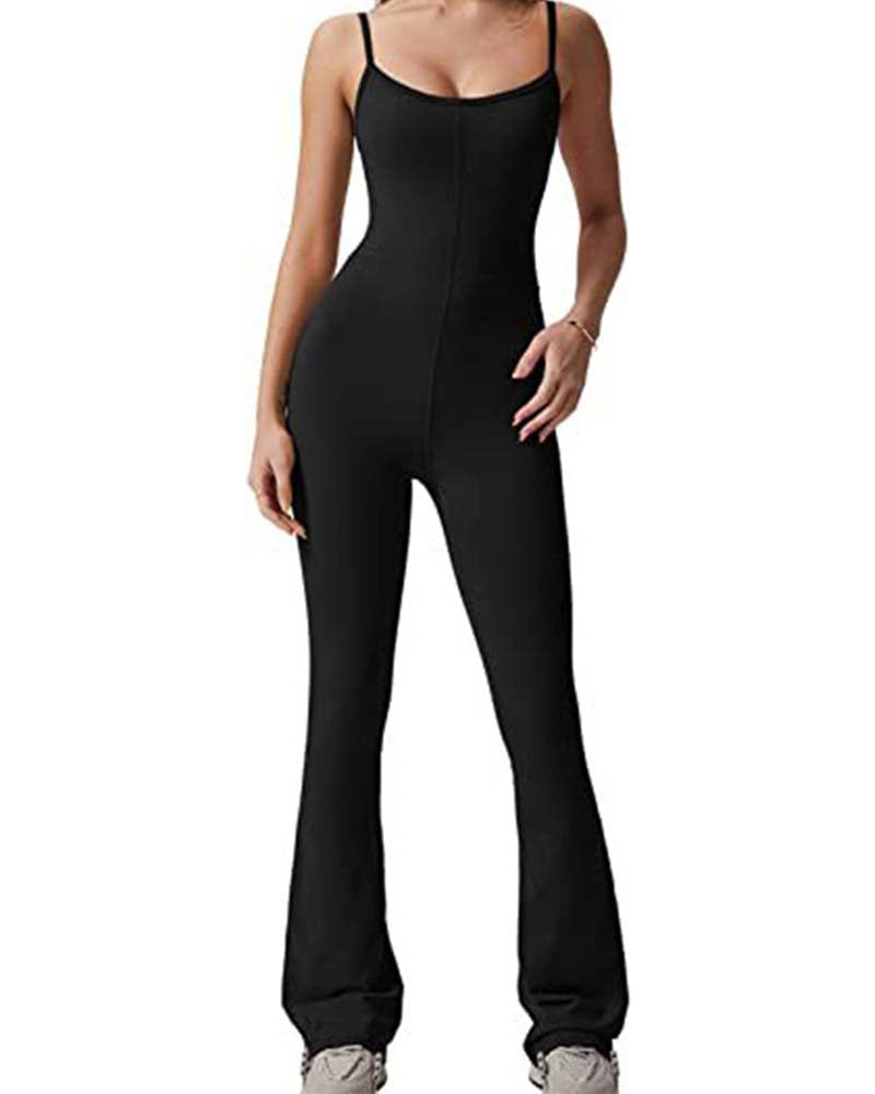 Solid Color Micro-Spliced One-Piece Yoga Pants