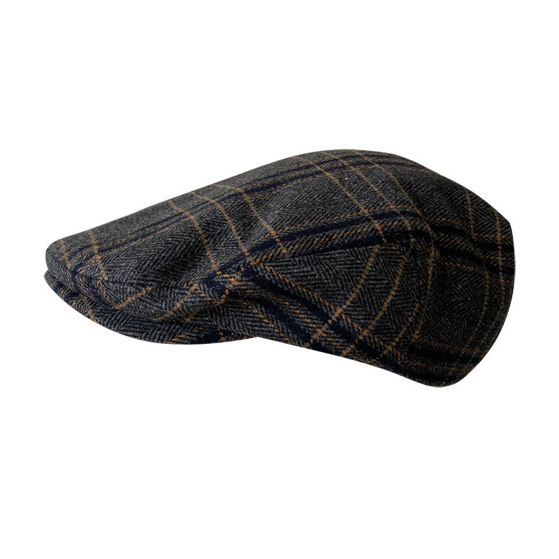 THE PEAKED Marl Flat Hat Patch-Harris Tweed