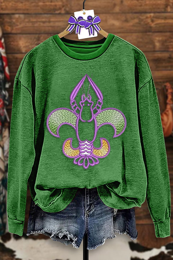 Vintage Mardi Gras Print Sweatshirt