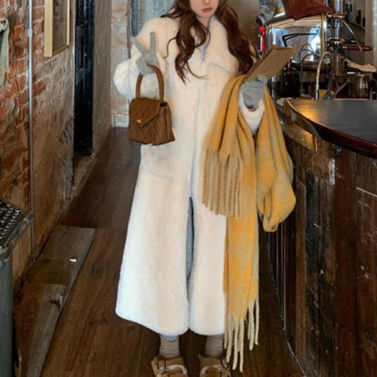 Women's Mid-length Plush Fur Coat