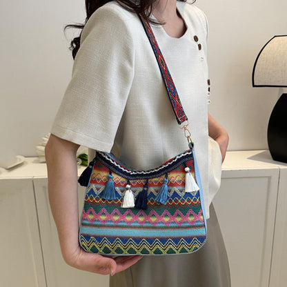 Ethnic Braided Bohemian Fringed Crossbody Bag