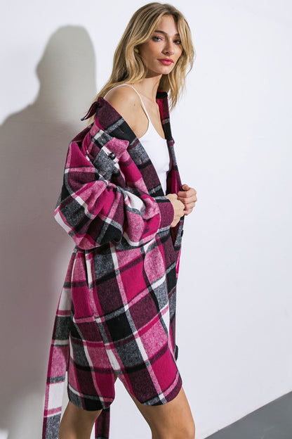 All of the Lights Midi Plaid Duster Jacket