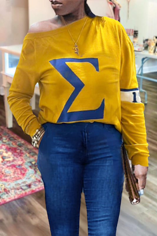 Casual Colorblock Sigma Gamma Rho Sweatshirt