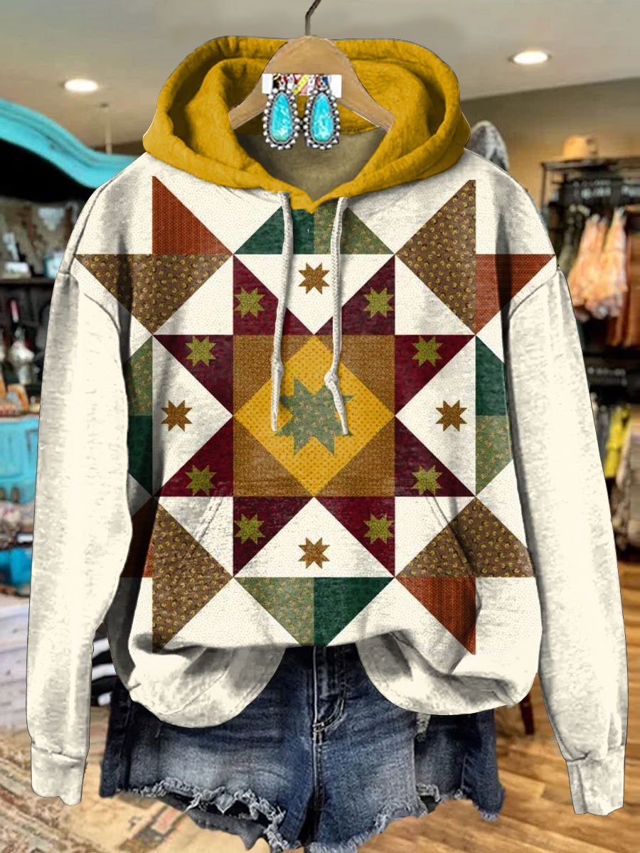 Colorblock Geometric Art Print Casual Hoodie Sweatshirt