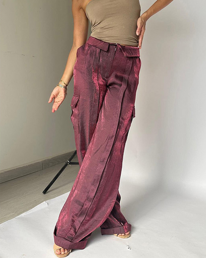 Loose Mercerized Pants Wide Leg