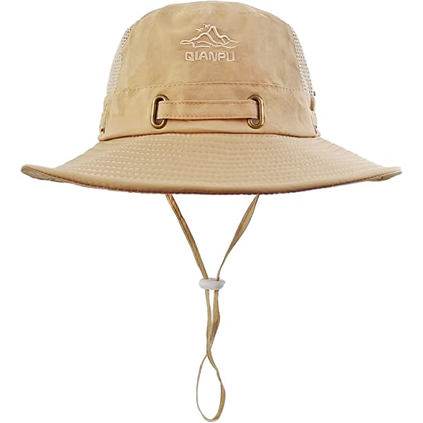 Tiendahat Boonie Hat UPF 50 UV Protection Wide Brim Safari Sun Hat Breathable Fishing Hat for Men & Women Beige