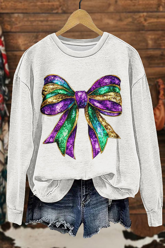 Shiny Mardi Gras Print Sweatshirt