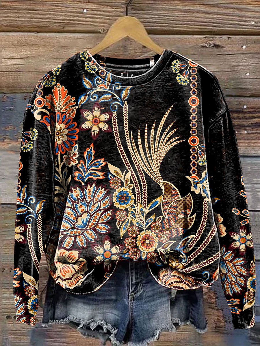 Vintage Floral Fine Art Print Casual Sweatshirt