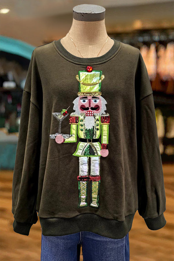 Cute Christmas Nutcracker Print Sweatshirt