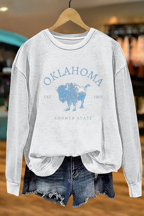 Unique Gameday Oklahoma Sooner Print Sweatshirt