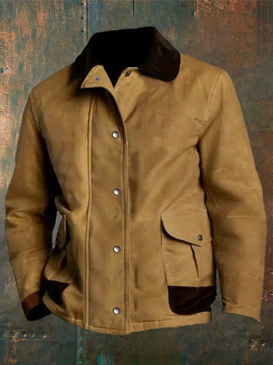 Men's Retro Outdoor Contrast Pocket Lapel Jacket