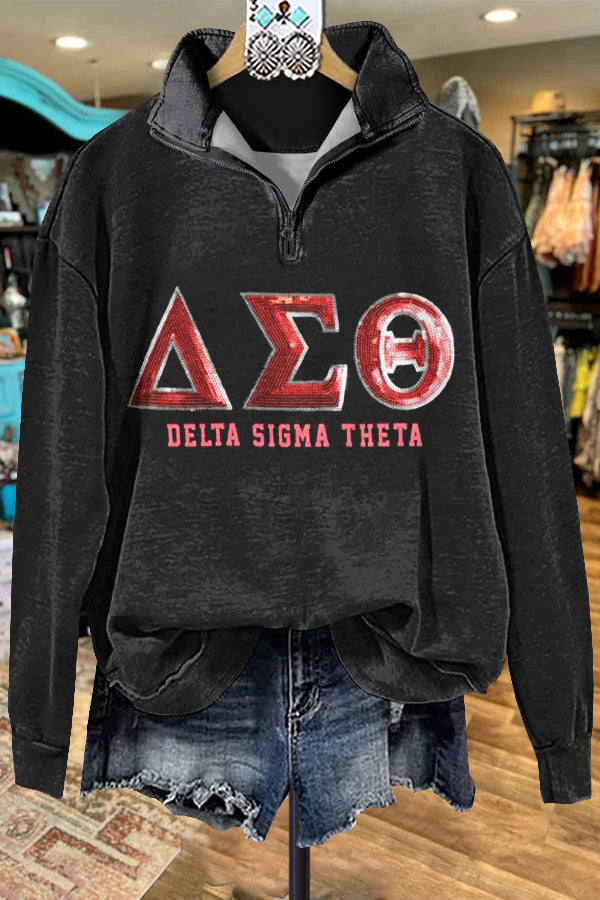 Elegant Contrasting Color Delta Sigma Theta Sweatshirt