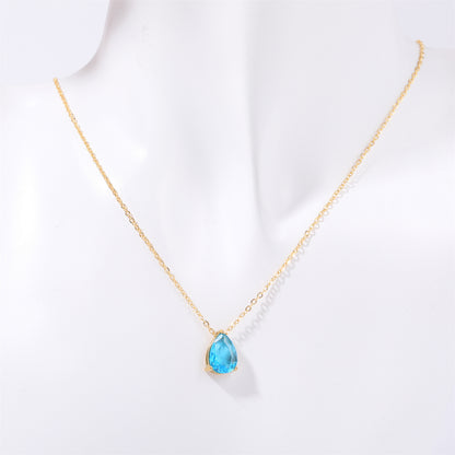 Women's December Birthday Pear-shaped Teardrop Zircon Necklace