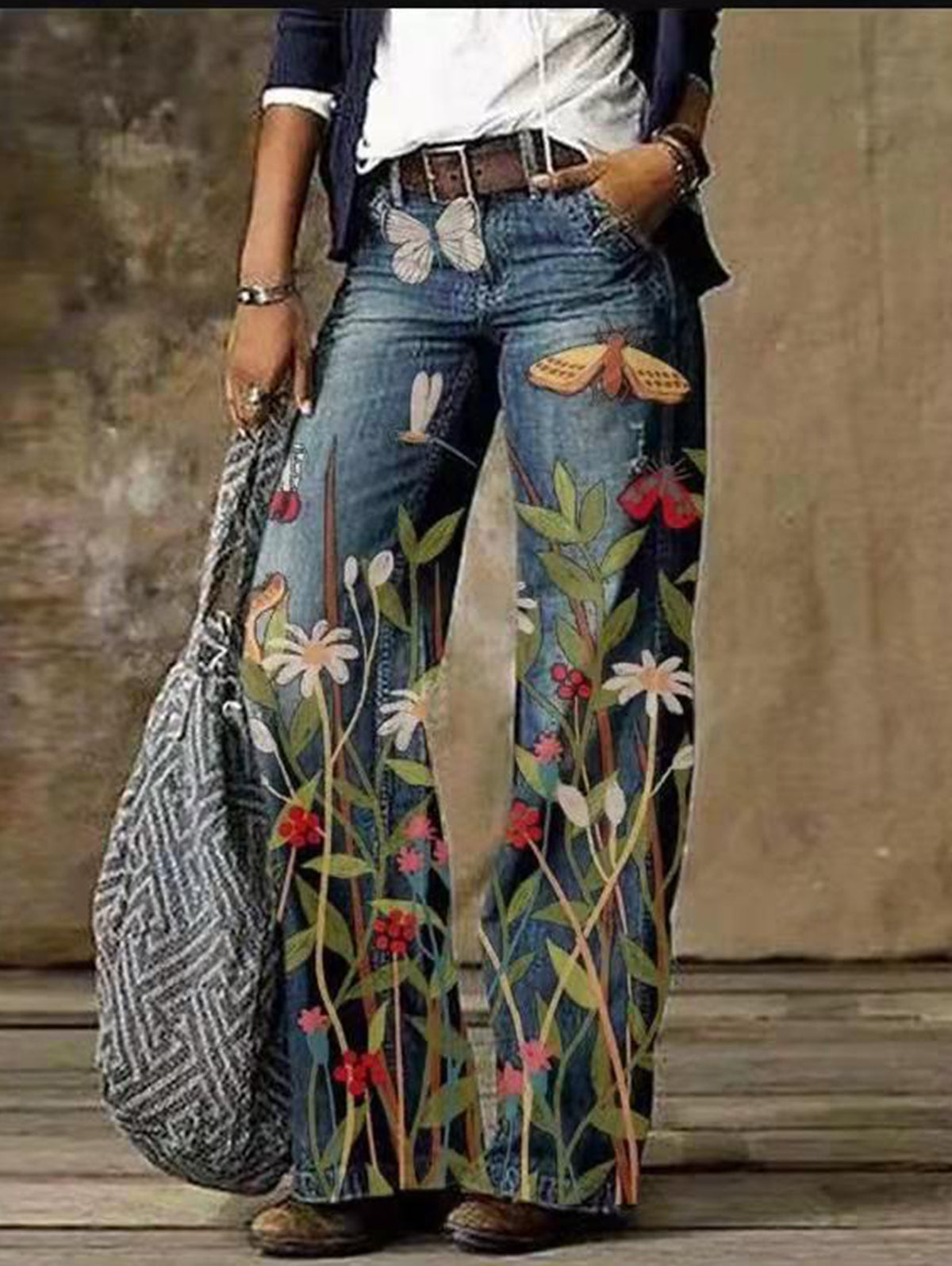 High Wasited Ombre Wide Leg Jeans