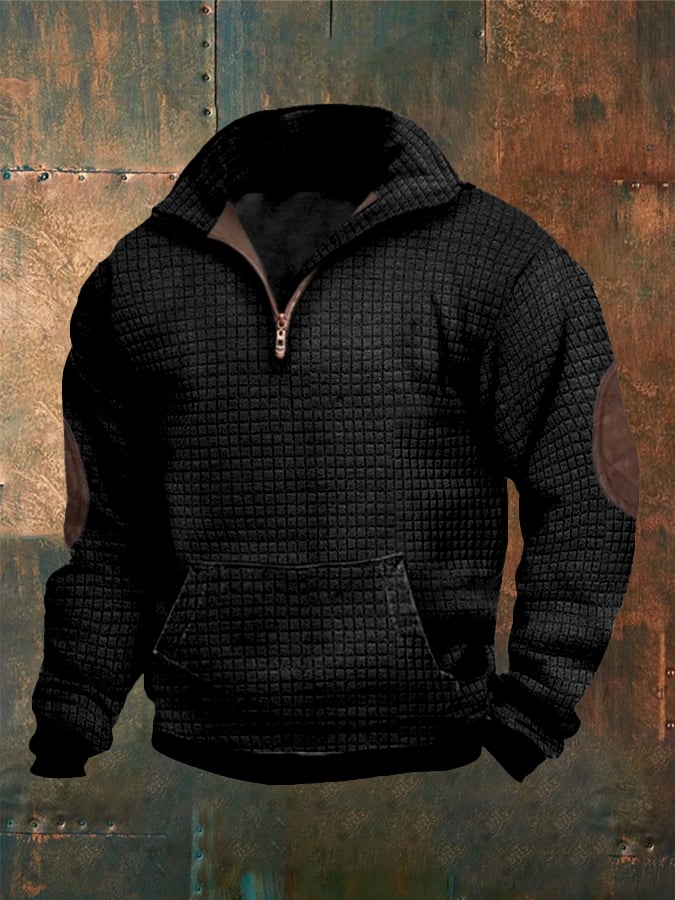 Men's Stand Collar Zipper Long Sleeve Casual Sweatshirt