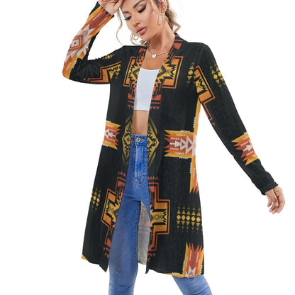 Fire Aztec Lightweight Cardigan Large Print