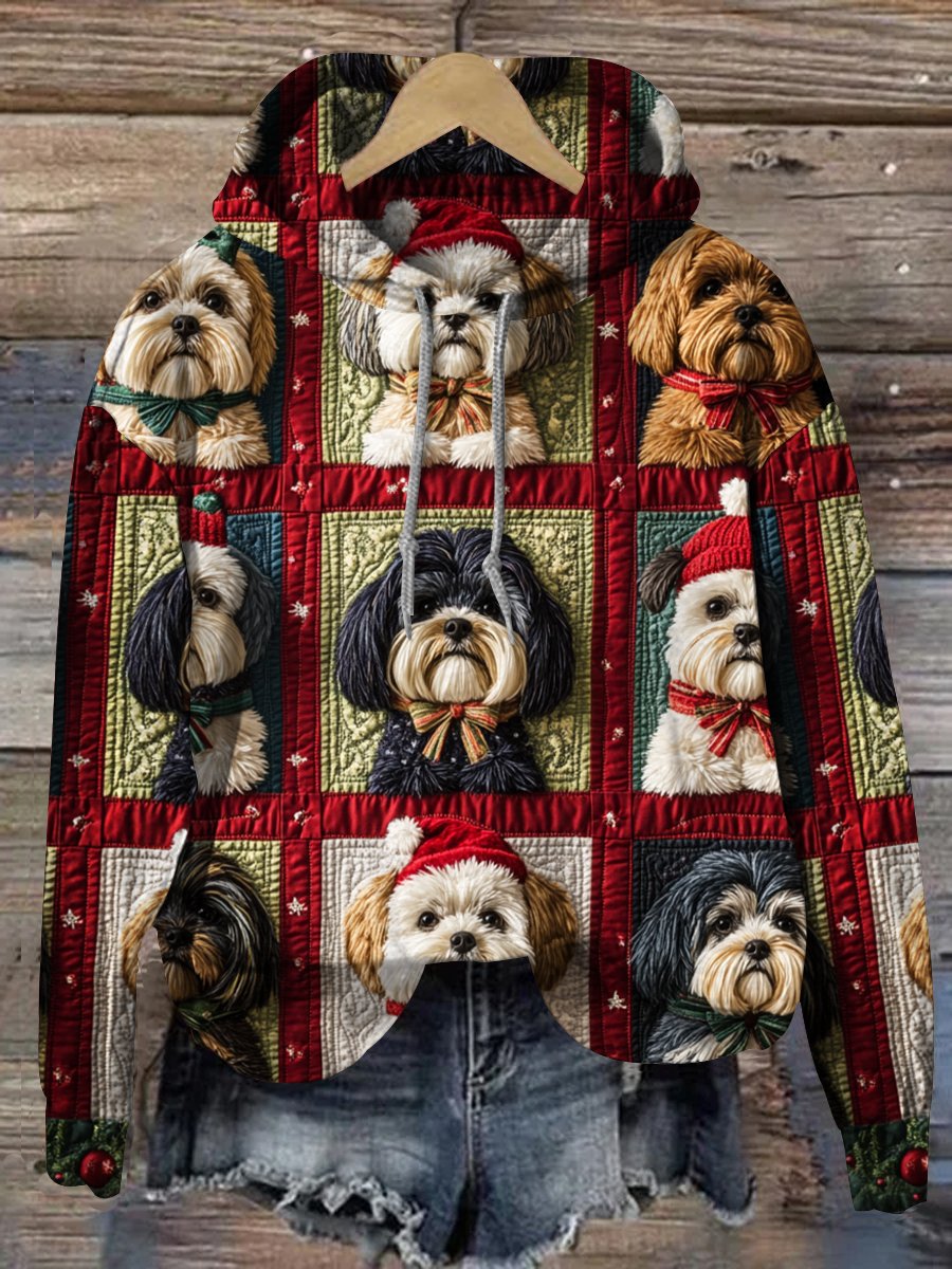 Funny Christmas Dog  Print Casual Top