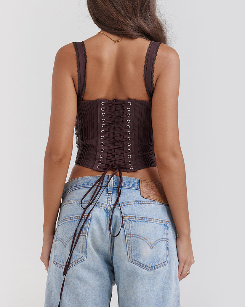 Lace Splicing Strap Short Irregular Camisole