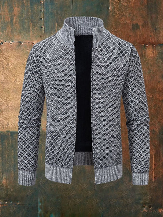 Men'S Stand Collar Casual Knitted Jacket