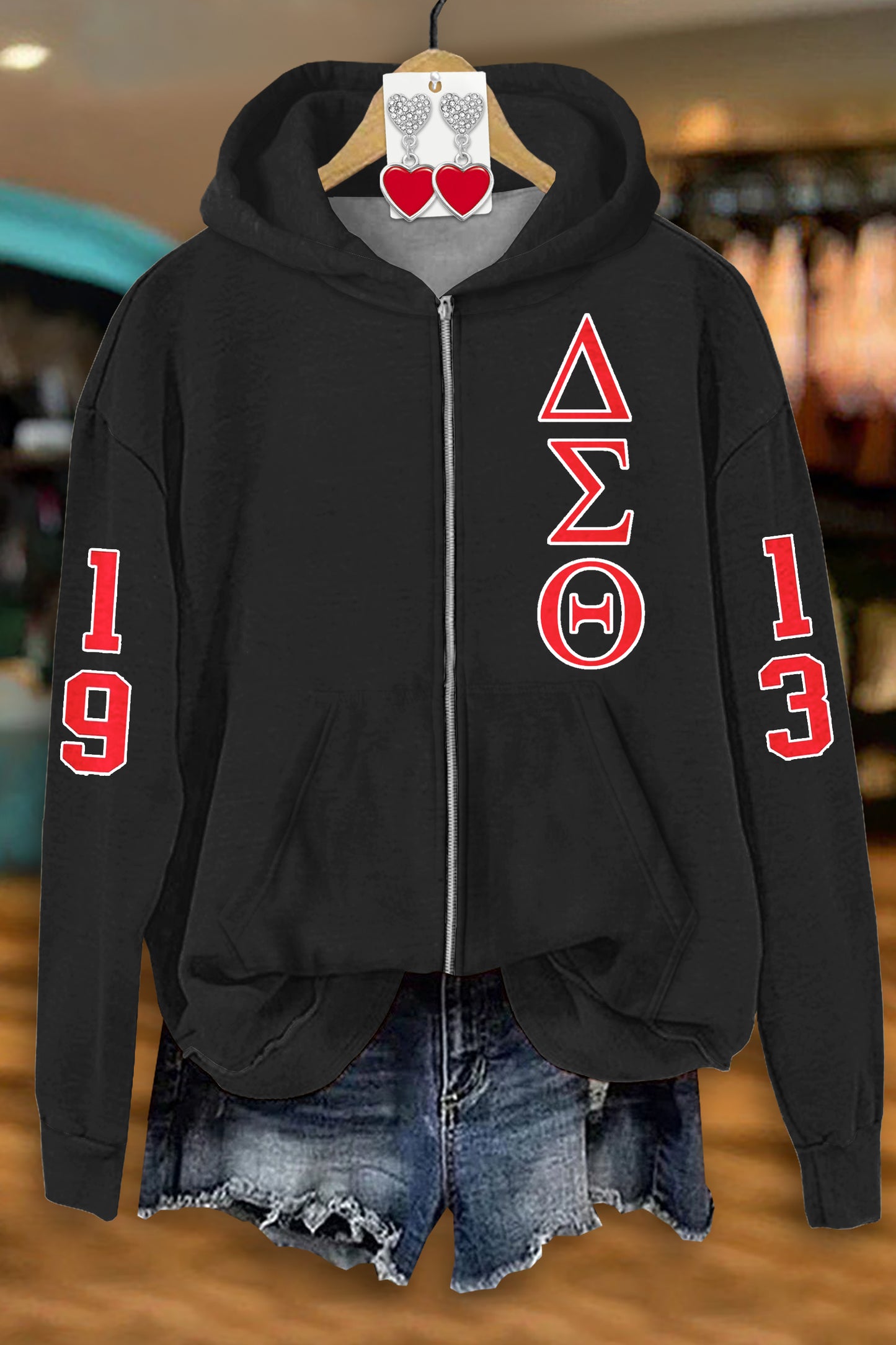 Delta Sigma Theta Sorority Print Pocket Zip Sweatshirt