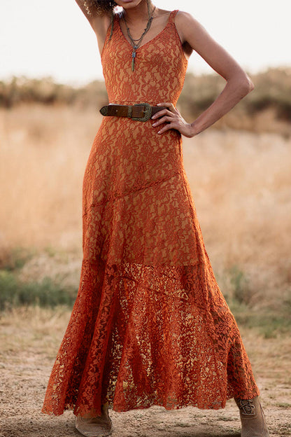 Floral Lace Slip Maxi Dress