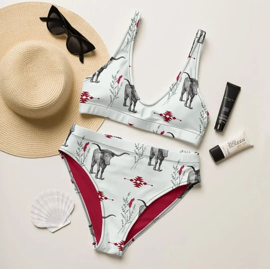 Women's Cow Head Print Swimsuit Set