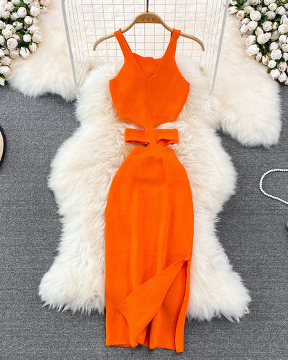 Waist Hollow Suspender Bodycon  Dress