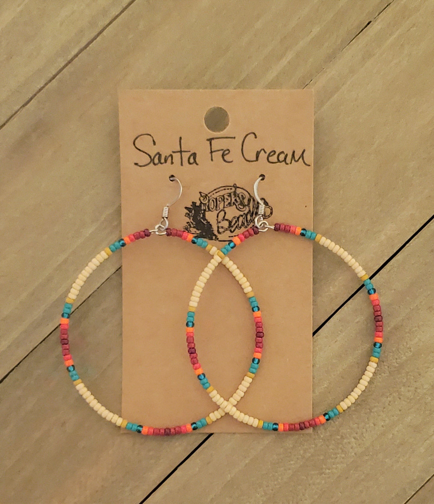 Santa Fe Cream Large Hoop Earrings