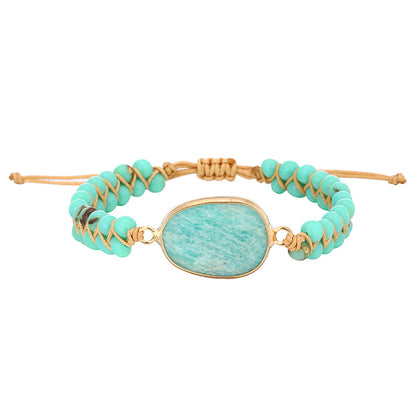 Unisex Egg-shaped Amazonite Bohemian Ethnic Bracelet