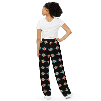 Black Aztec Unisex Wide Leg Pants