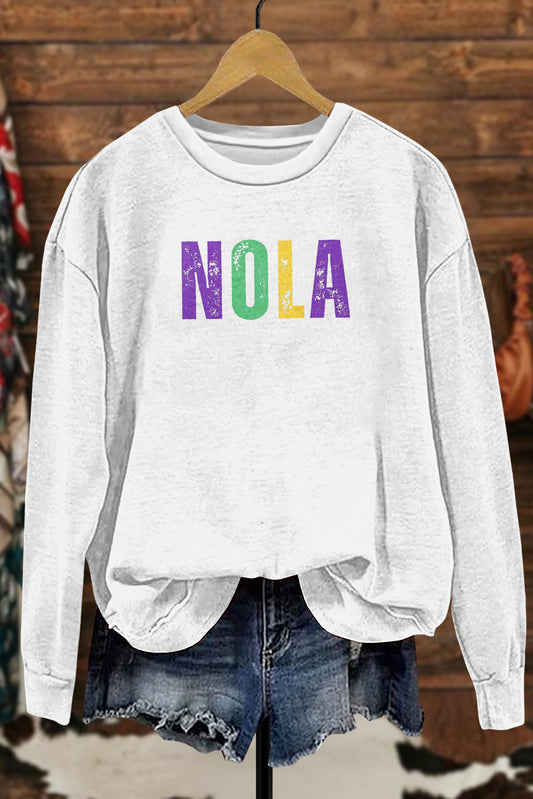 Classic Mardi Gras Print Sweatshirt