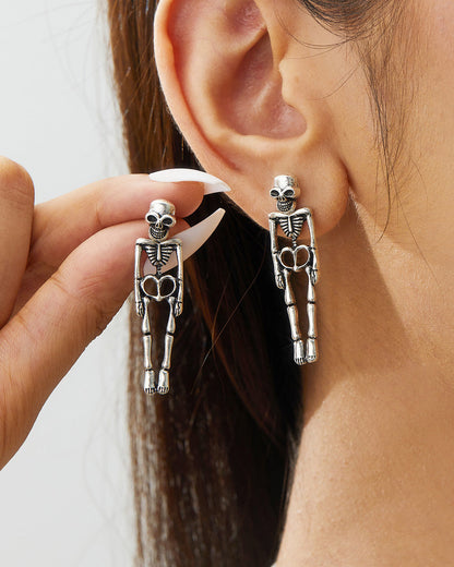 Dark Halloween Skull Skeleton Earrings