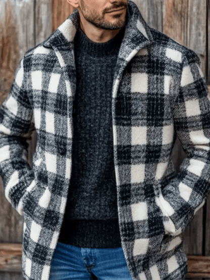 Men's Retro Outdoor Plaid Woolen Coats