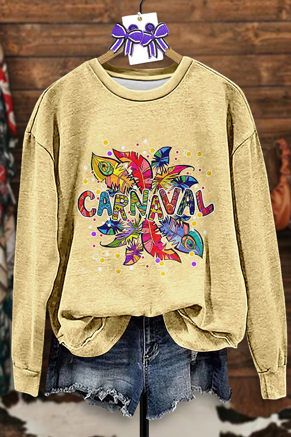 Vintage Mardi Gras Print Sweatshirt