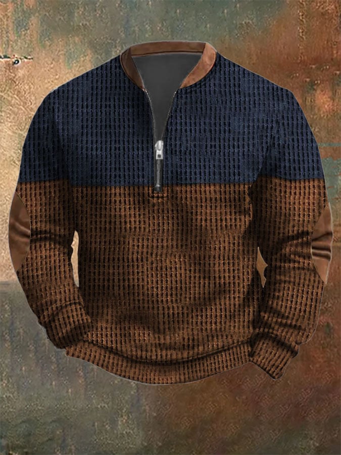 Men's Vintage Printed Casual Zipper Sweatshirt