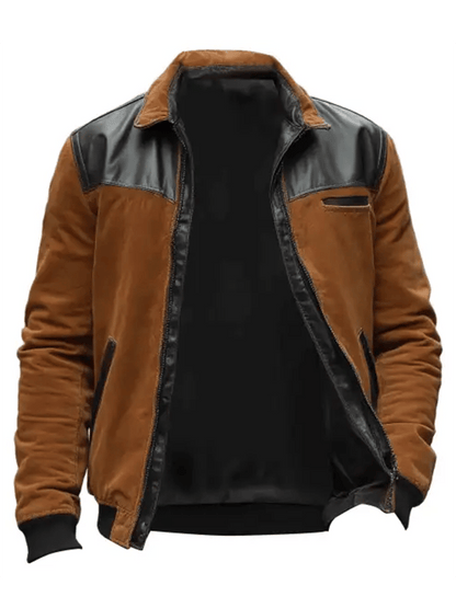 Men's Vintage Suede Multi-Pocket Fur Lapel Outdoor Jacket