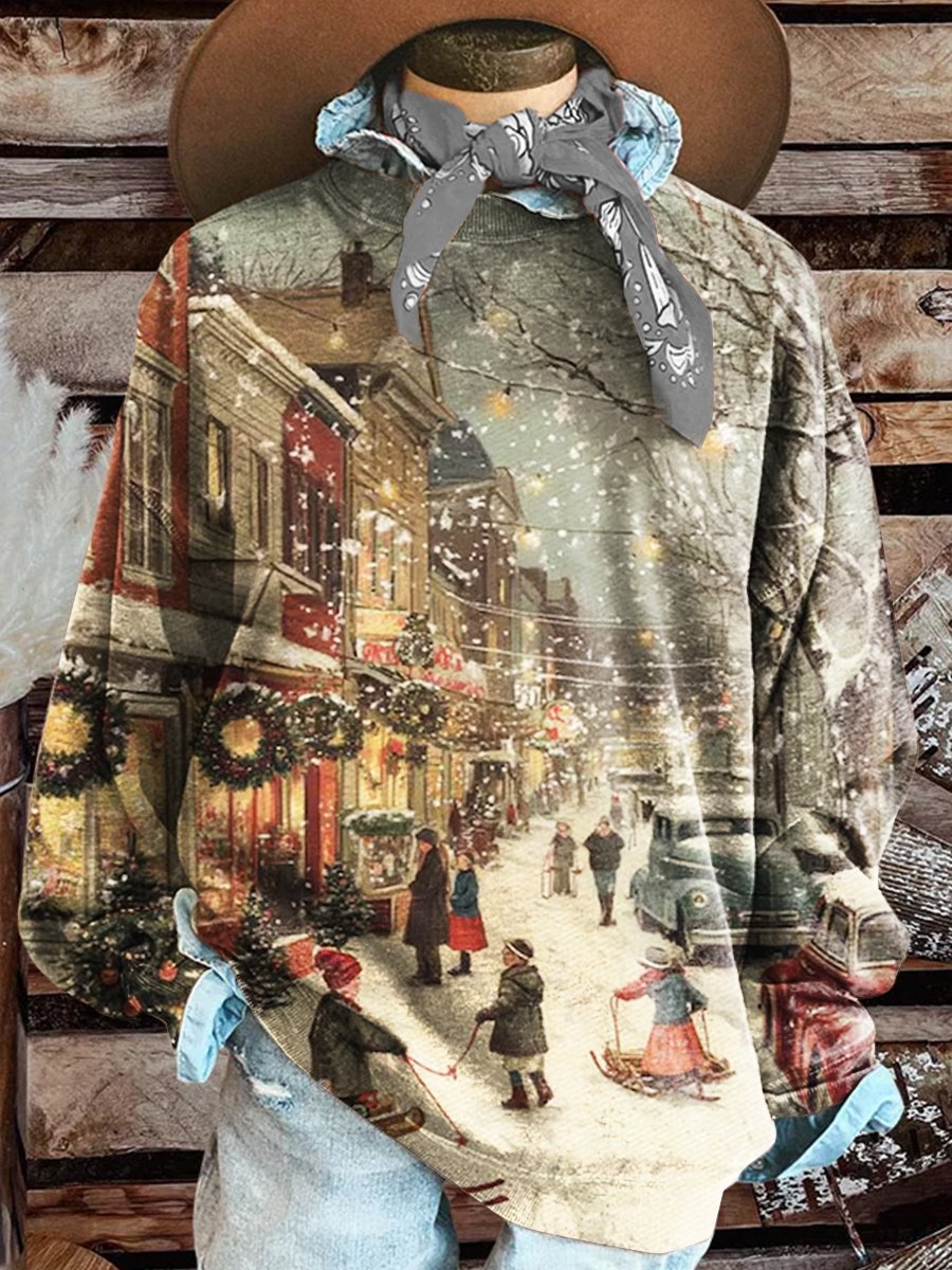 Winter Christmas Print Casual Sweatshirt