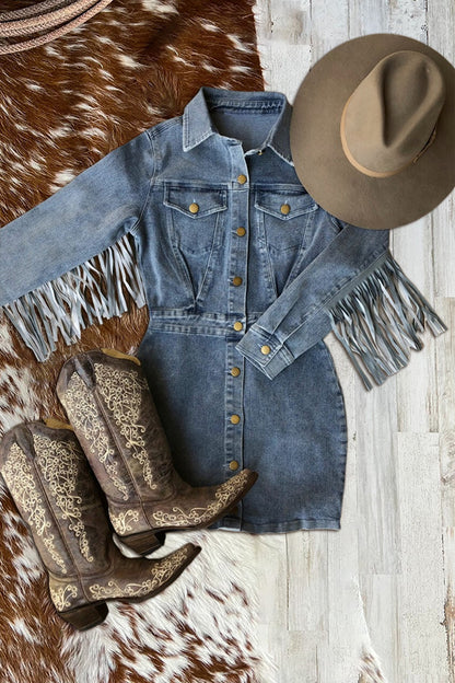 Casual Denim Fringe Dress