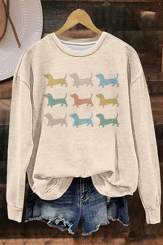 Cute Dachshund Print Sweatshirt