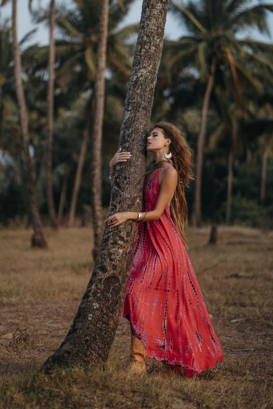 Boho Maxi Dress Firestorm / Beach Cover Up / Summer Tie Dye Dress