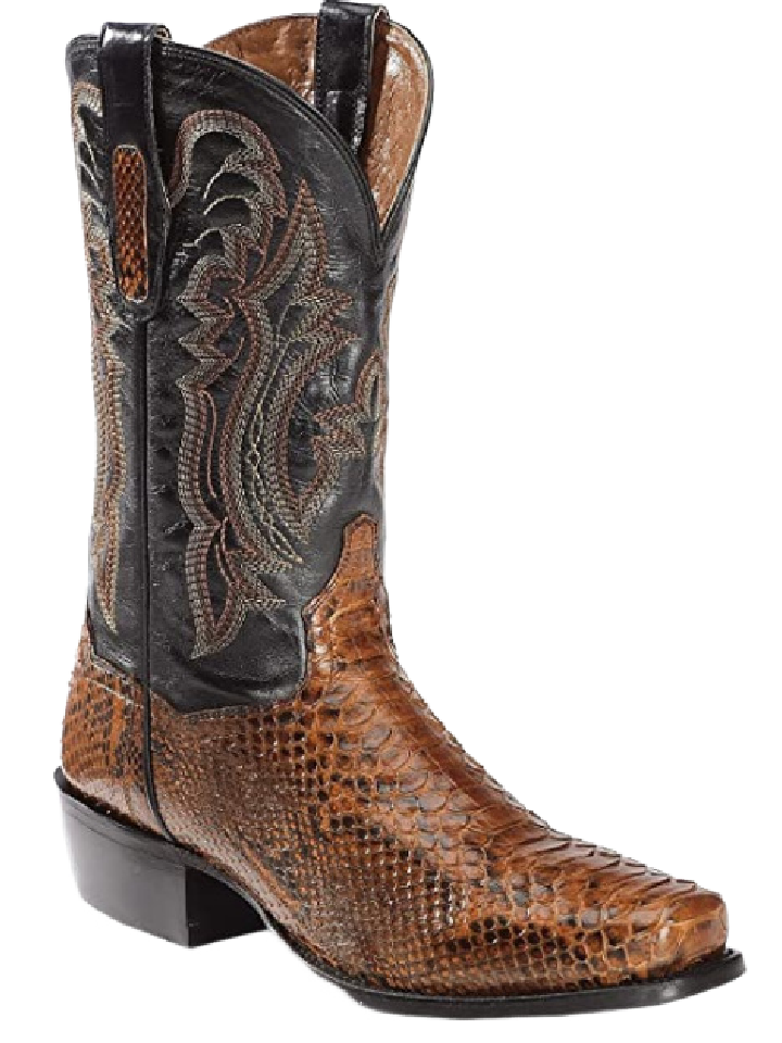 Chunky Heel Pattern Embroidered Mid-calf Knight Boots