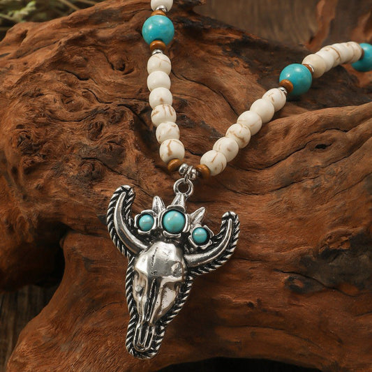 Bull head turquoise necklace