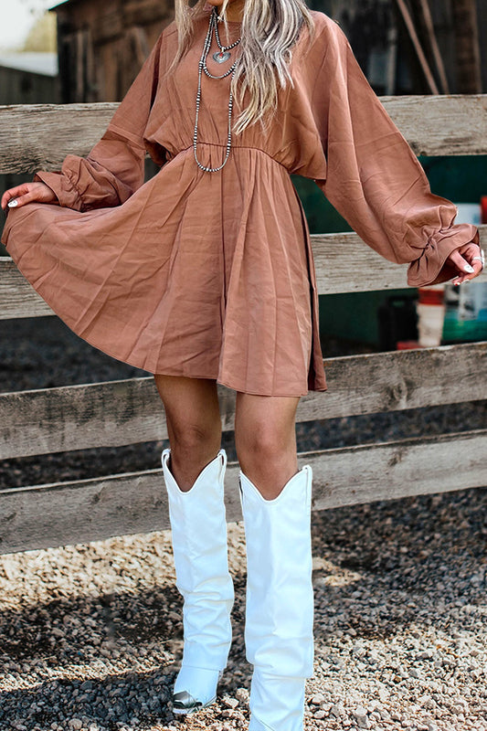 Vintage Ruffle Long Sleeve Dress