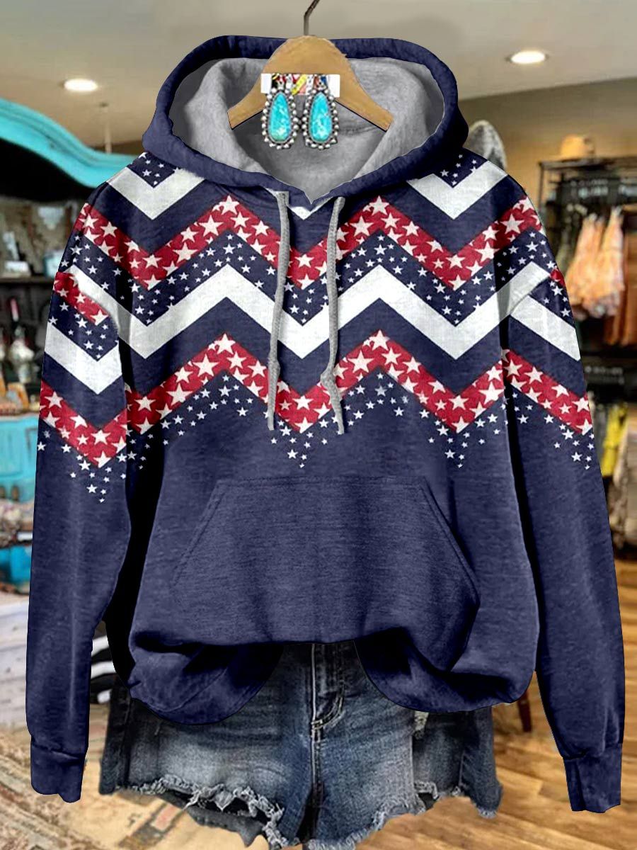 Stripes Print Casual Hoodie Sweatshirt